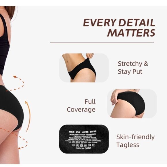 Tiichoo black comfy panties new. Bundle of 8 - Picture 5 of 6